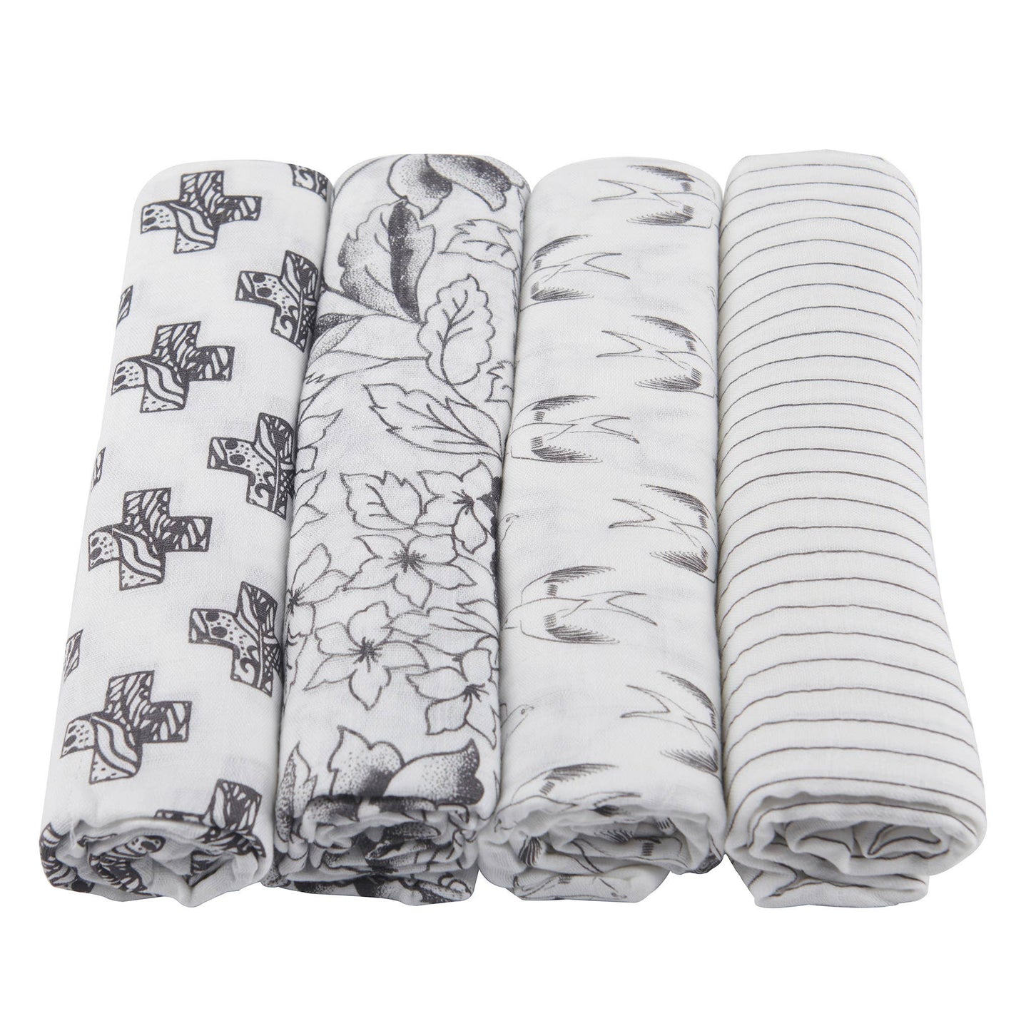 BABY - Monochrome Bamboo Muslin Swaddle 4-Pack
