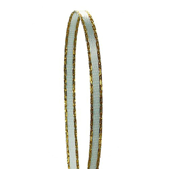 1/8in. X 50 Yards Light Blue Gold Edge Satin Ribbon (pm57520178)