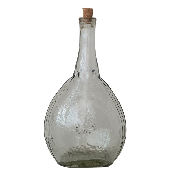24 oz. Embossed Glass Bottle with Cork Stopper