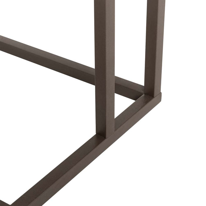 26"H Modern Industrial Brown Wood/Metal C Side & End Table with a Drawer and 2 USB Charging Ports