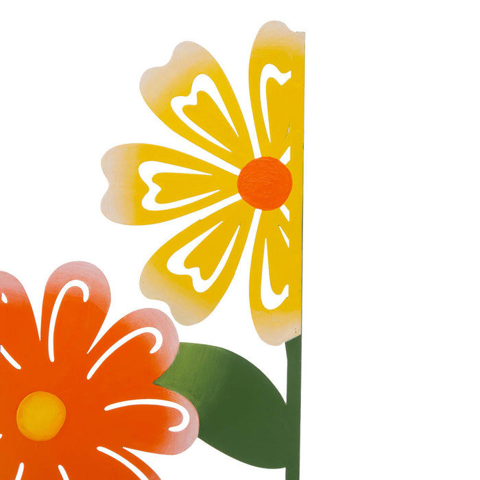 39.75"H 5 Pieces Metal Flowers Silhouette Yard Stake