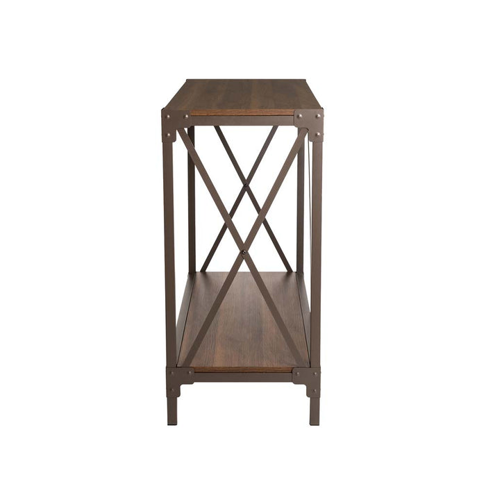 43.25"L Modern Industrial Brown Wood/Metal Console Table