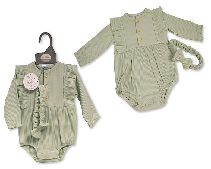 Baby Girls Long-Sleeved Bodyvest with Buttons and Headband (0-12 Months) (PK6) Bis-2120-6177