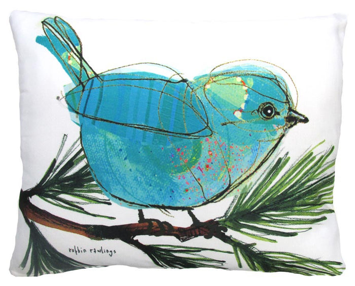 Blue Bird Graphic Outdoor Accent Pillow