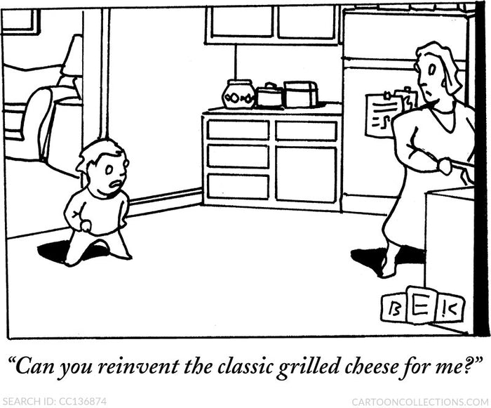 Bruce Eric Kaplan Tea Towels - "Can you reinvent the classic grilled cheese for me?"