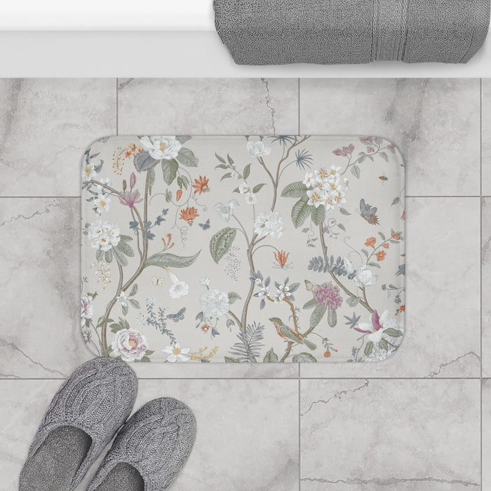 Chinoiserie Bath Mat Stone Gray