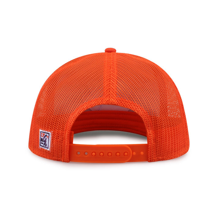 Clemson University Class of '92 trucker hat, rear view of mesh back and adjustable snapback closure