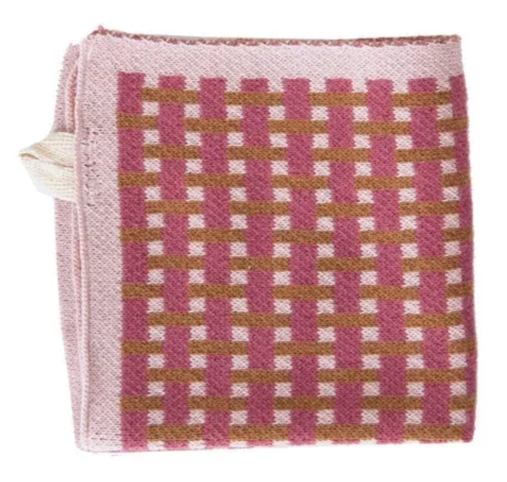 Cotton Knit Dish Cloth w/ Pattern & Loop