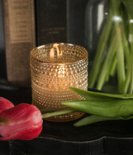 DOTTED GLASS 3D FLAME CANDLE (2 sizes) - Champagne