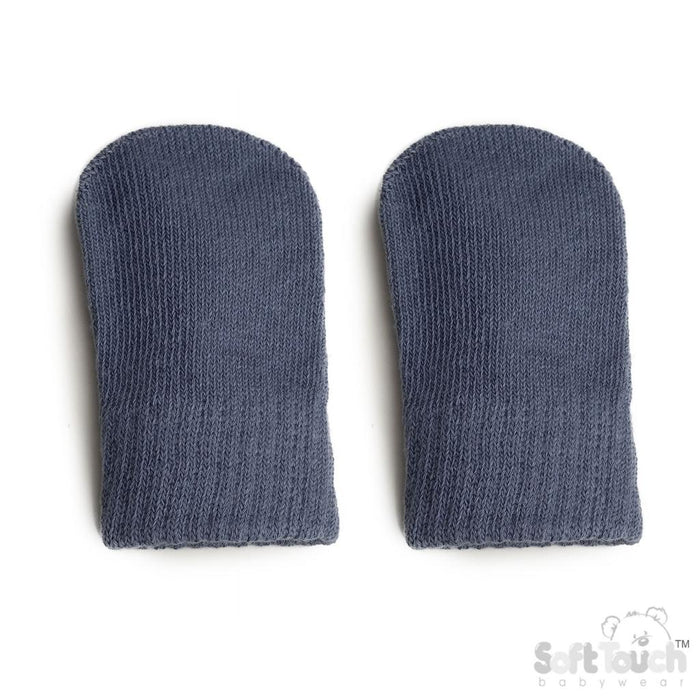 Dusky Blue Brushed Cotton Knit Mittens (NB-12) (PK12) BM704db