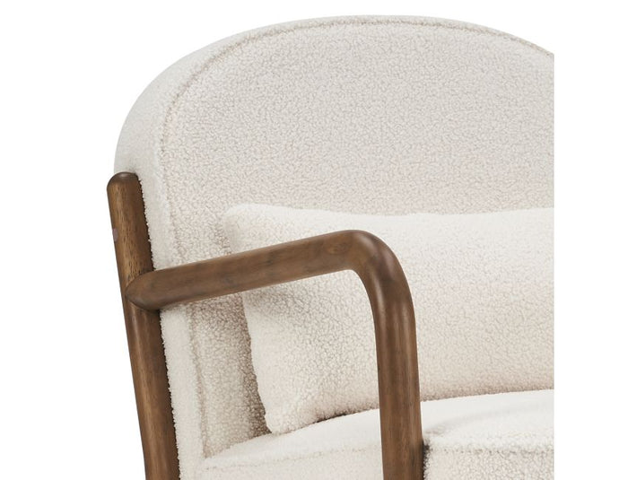 Fani Accent Chair - White Boucle and Walnut - Windsorchrome