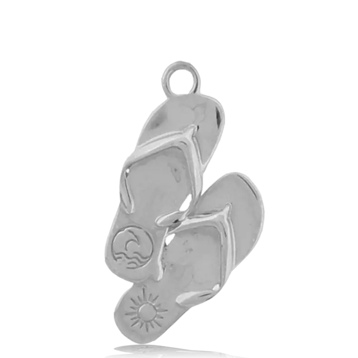 Green Angelite Bracelet with Flip Flop Sterling Silver Charm