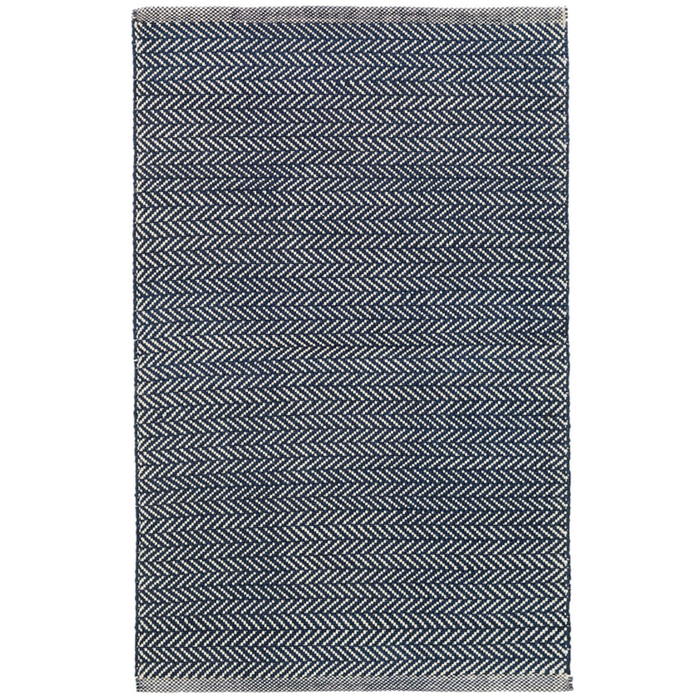 Herringbone Indigo & White Rug Indoor/Outdoor Performance