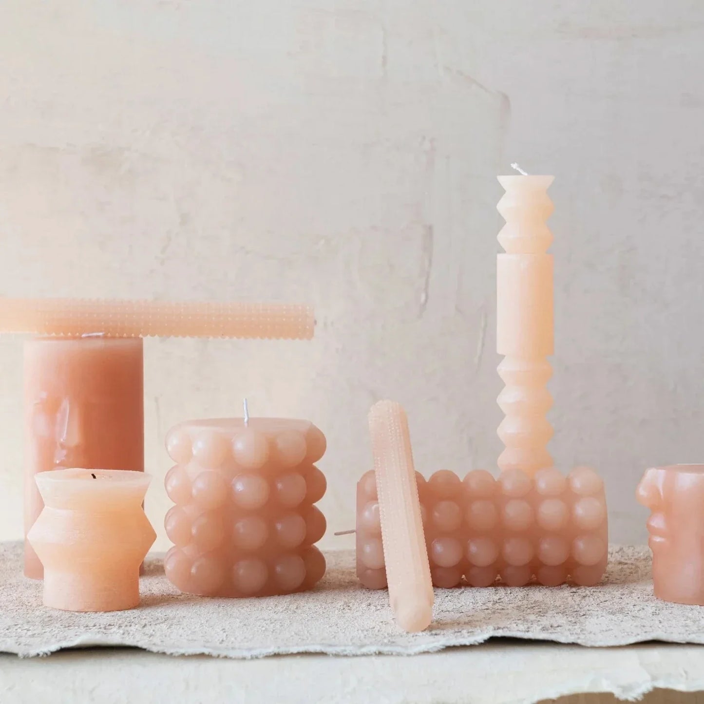 Hobnail Taper Candles, Unscented, Set of 2