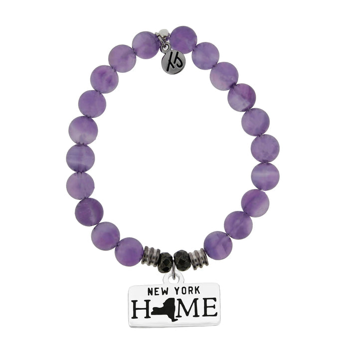 Home Collection- Amethyst Stone Bracelet with New York Sterling Silver Charm T. Jazelle