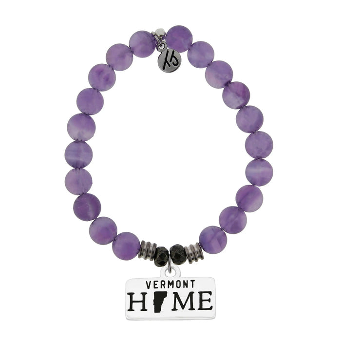 Home Collection- Amethyst Stone Bracelet with Vermont Sterling Silver Charm T. Jazelle