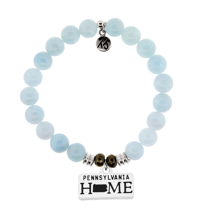 Home Collection- Blue Aquamarine Stone Bracelet with Pennsylvania Sterling Silver Charm T. Jazelle