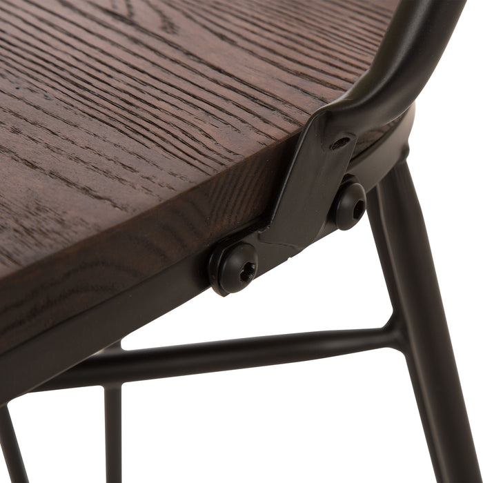 Industrial Steel Hairpin Leg Chair with Elm Wood Seat, Set of 2
