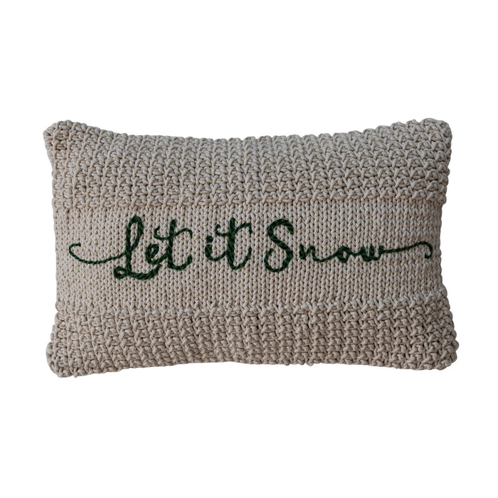 Macrame Pillow Embroidery "Let It Snow"