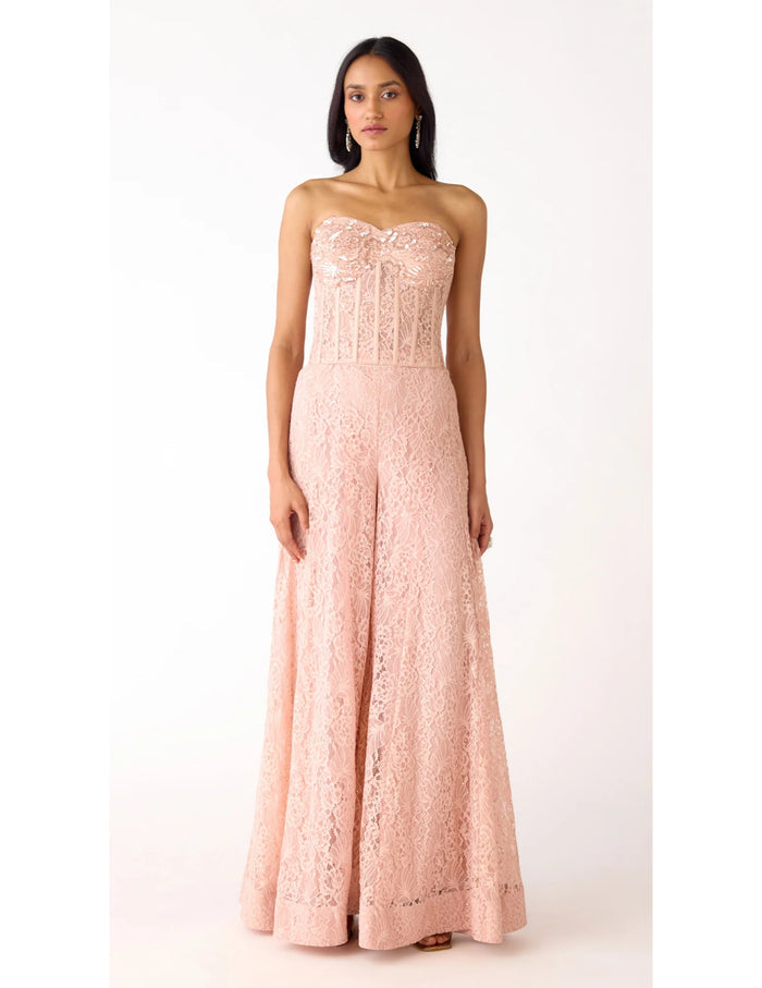Peach Chantilly Net Sharara Set