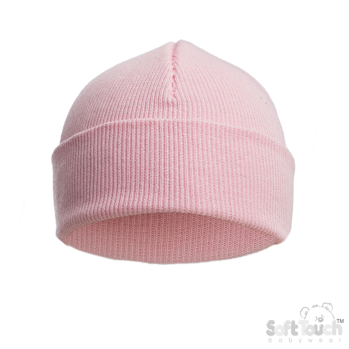 PINK INFANTS COTTON BEANIE HAT (NB-12) (PK6) H704-C-P