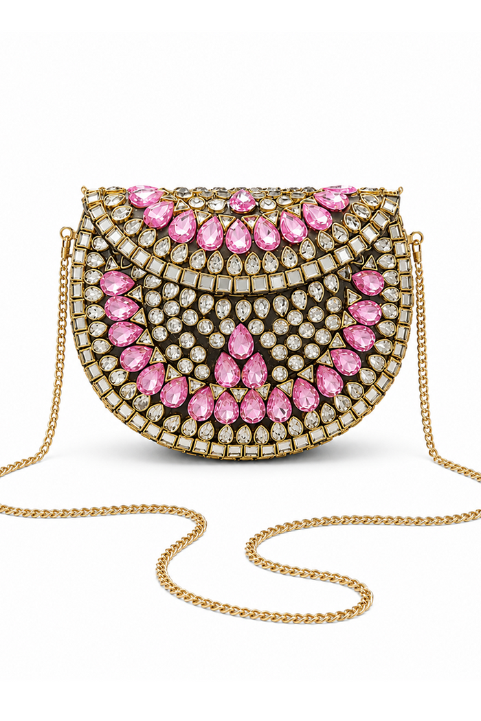 Pink Luxe Kundan Clutch