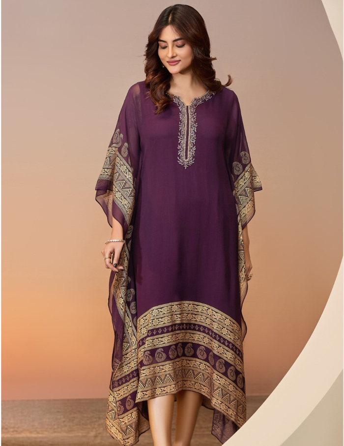 Plum Purple Georgette Kaftan
