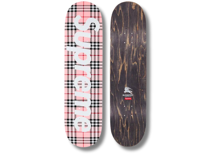 Skateboard Supreme Burberry Deck pink