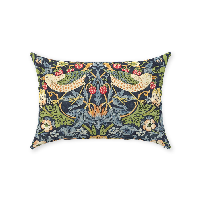 Strawberry Thief Cotton Throw Pillows William Morris Indigo Blue
