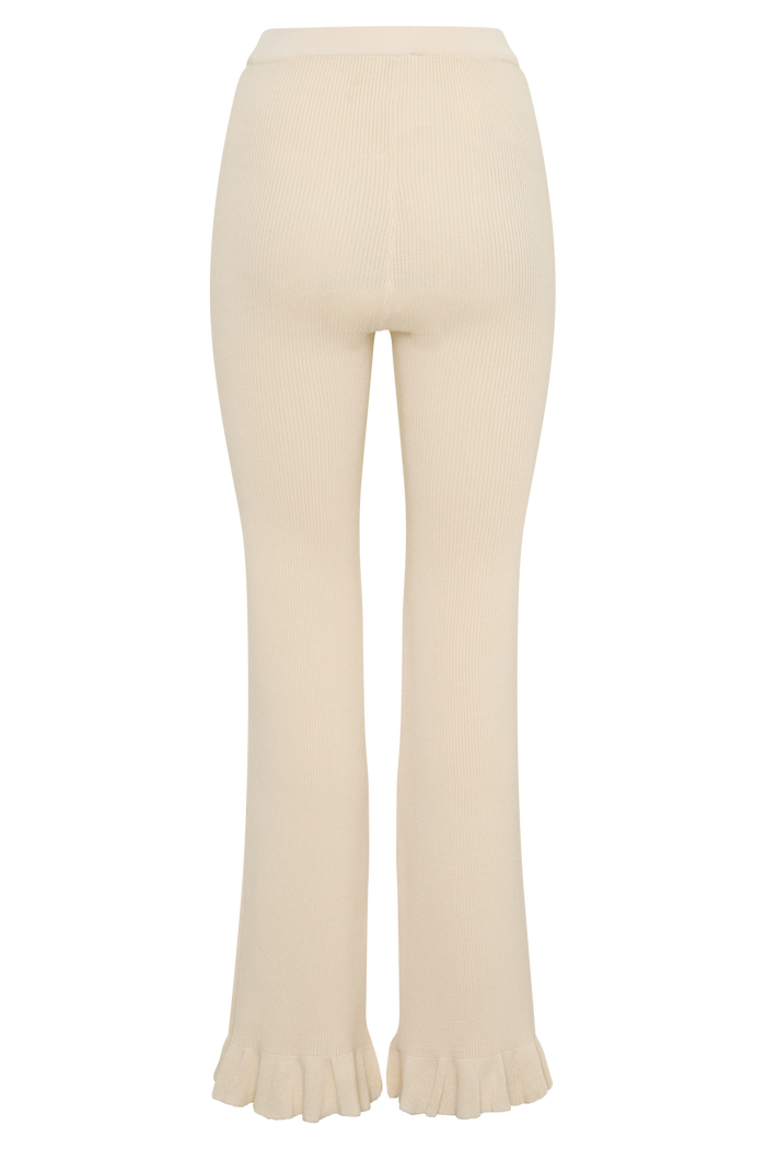 Suzie Ribbed Flared Pants - Ivory