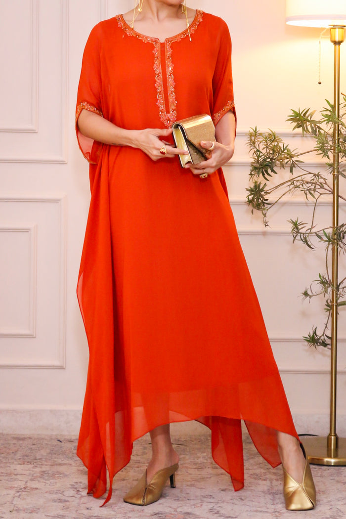 Tangerine Viscose Kaftan