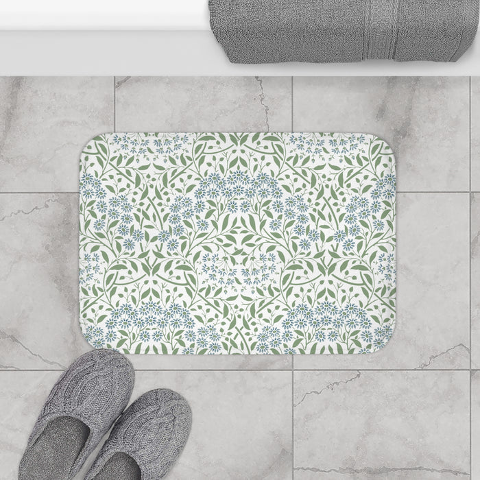 William Morris Bath Mat Floral Blue Green