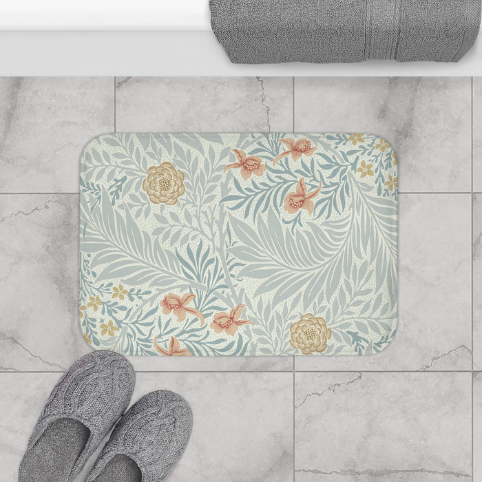 William Morris Bath Mat Larkspur Blue Peach
