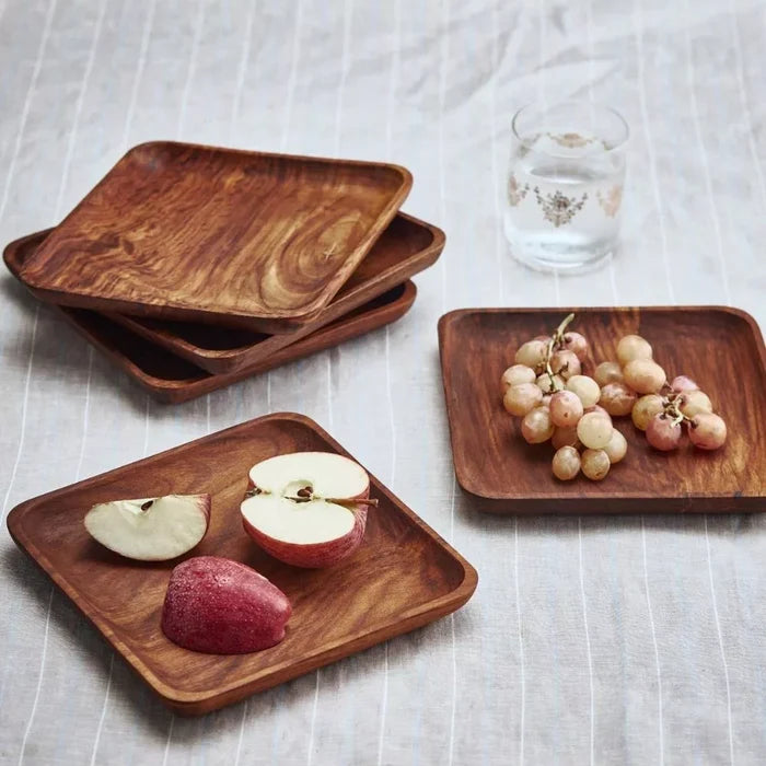 Wooden Square Plates ( Set of 5 ) - Magalis Egypt