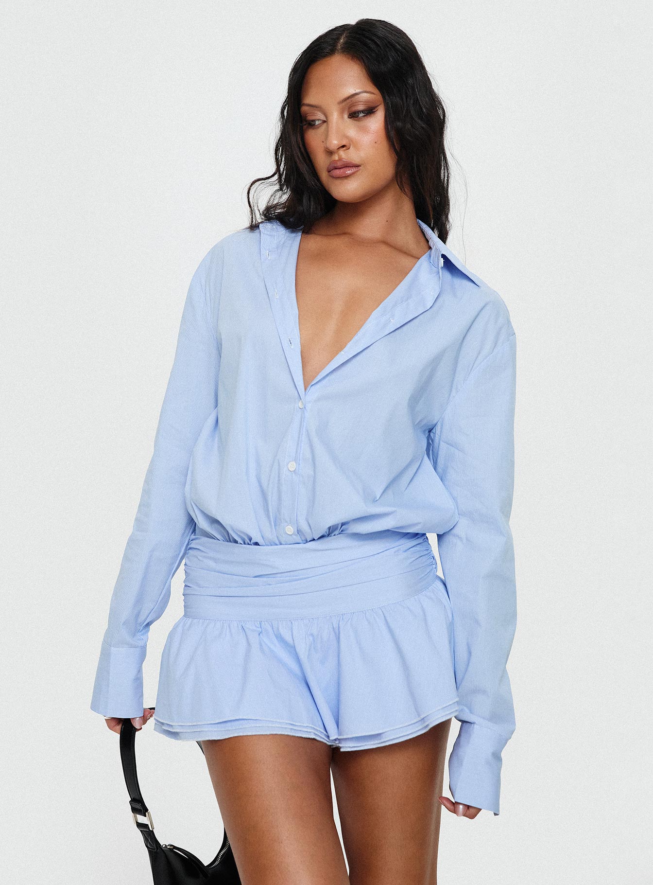 Girls Girls Girls Long Sleeve Mini Dress Blue