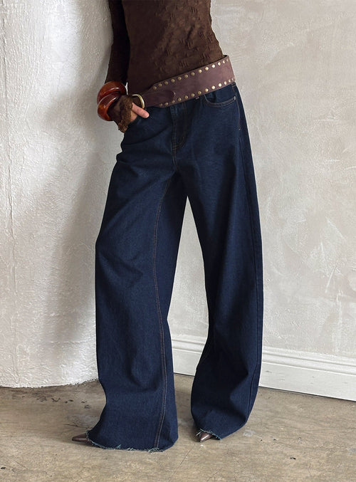 Darla Low Rise Straight Leg Jean Dark Blue Wash
