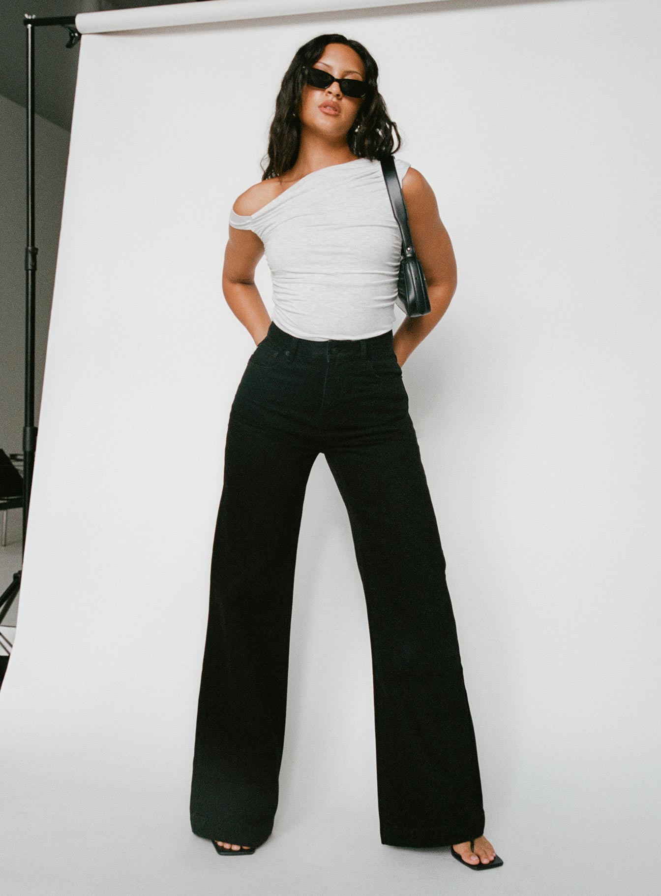Goldie High Rise Wide Leg Jeans True Black