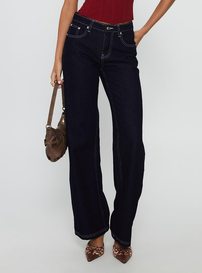 Everlong Mid Rise Straight Leg Jeans Indigo Wash