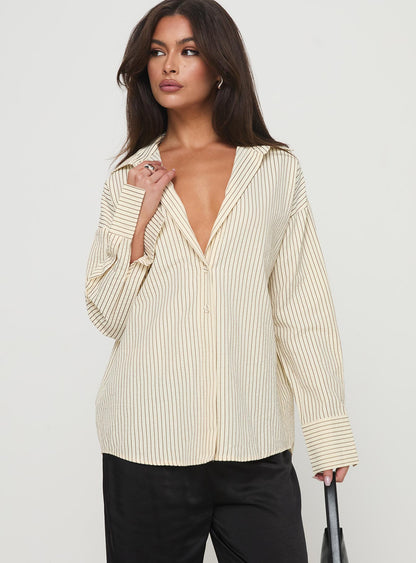 Mallin Shirt Cream/Brown Stripe