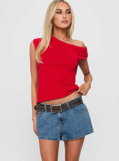 Dreamful Low Rise Mini Denim Shorts Mid Blue Wash