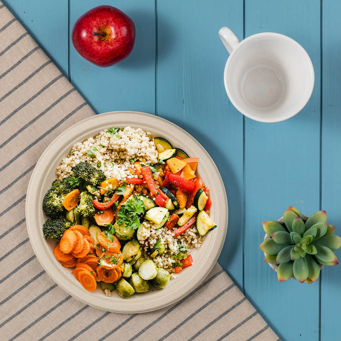10 inch Natural Compostable & Disposable Sugarcane Plates, 300 Pack