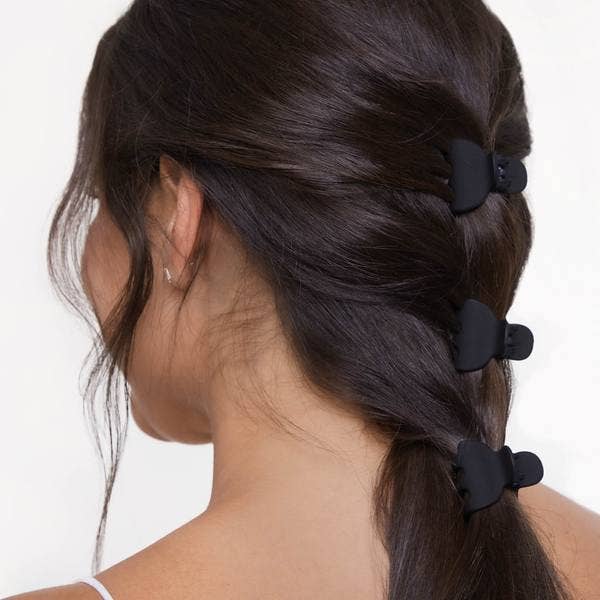 KITSCH - Recycled Plastic X-Small Claw Clips 6pc - Black & Tort