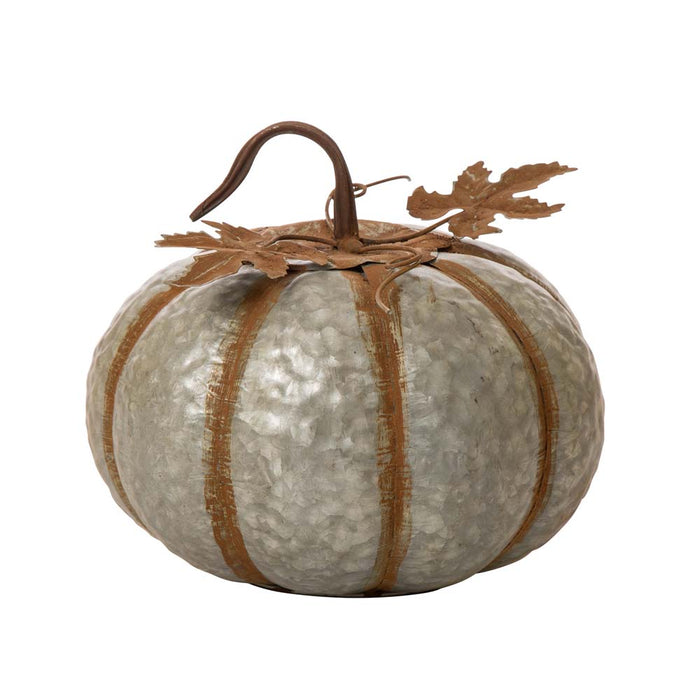 12"D Galvanized Metal Round Pumpkin