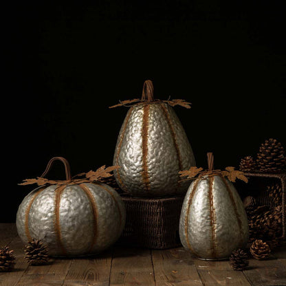 12"D Galvanized Metal Round Pumpkin