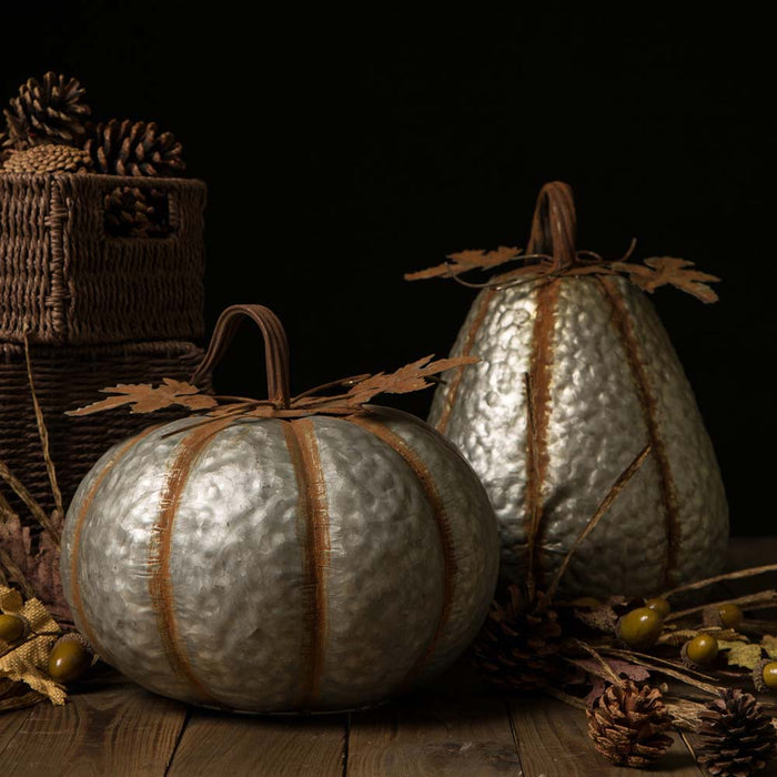 12"D Galvanized Metal Round Pumpkin