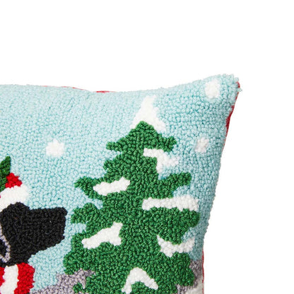 14"L Hooked Christmas Dog & Cat Throw Pillow, Set of 2