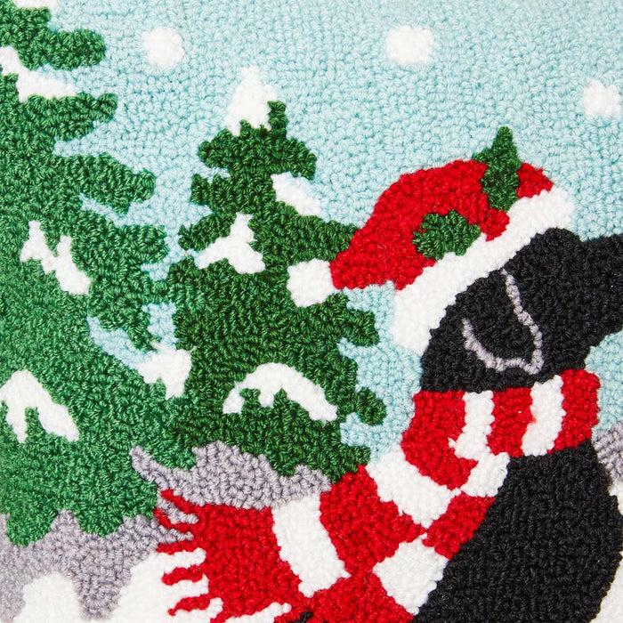 14"L Hooked Christmas Dog Throw Pillow