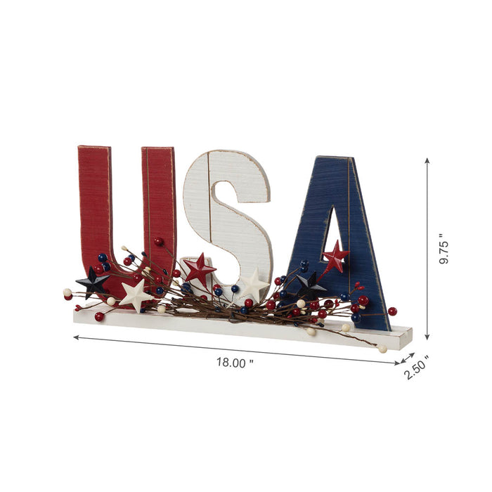 18"L Wooden Patriotic USA Table Decor
