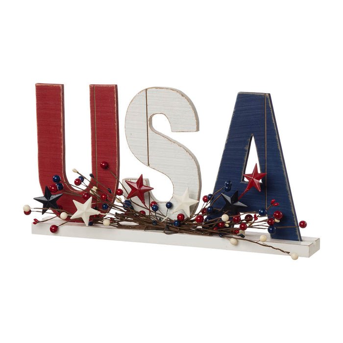 18"L Wooden Patriotic USA Table Decor