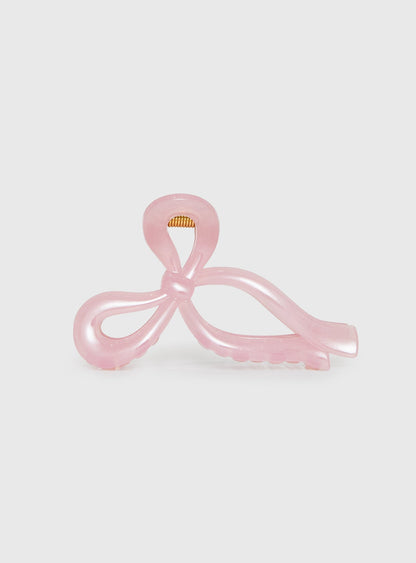With A Bow Hair Clip Pink